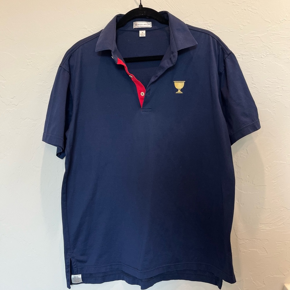 Peter Millar President Cup Blue and Red Polo Shirt Classic Design Size M